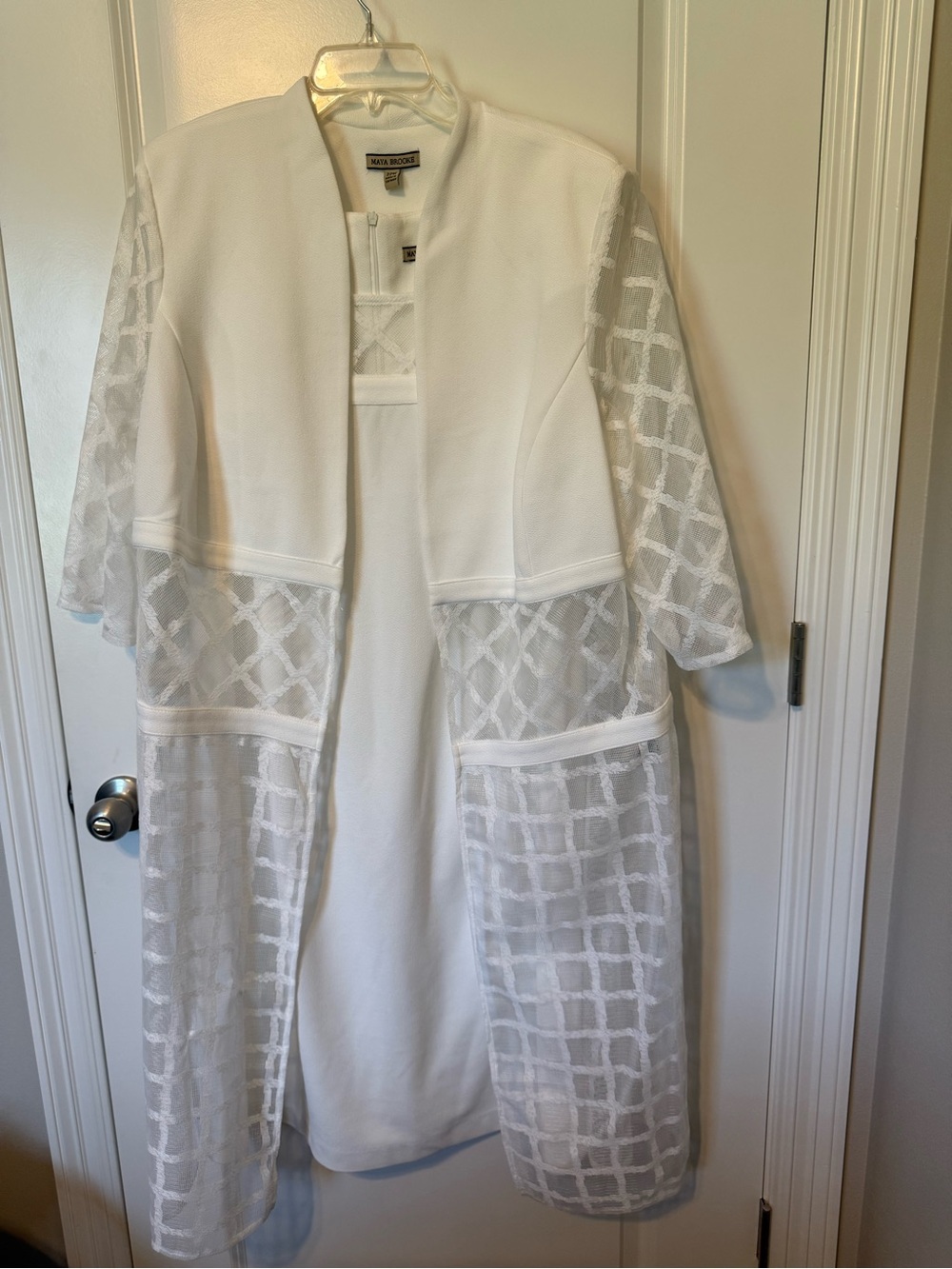 Ivory Mesh Panel Midi Coat Dress